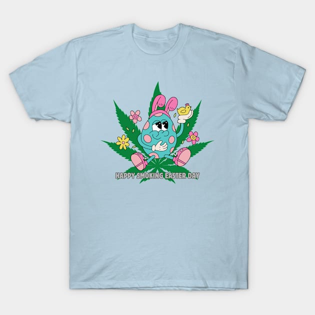 Happy Smoking Easter Day. Funny, Colorful and Crazy Easter Design T-Shirt by JK Mercha